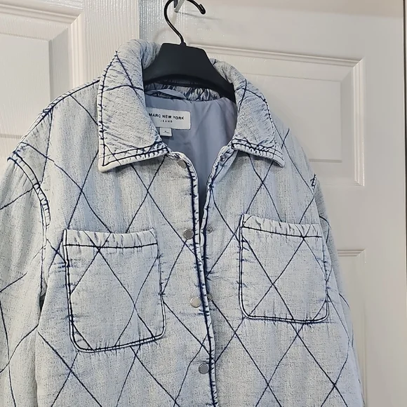 Marc New York Diamond Quilted Shacket Acid Wash Coastal Grandma NWT - Picture 9 of 13